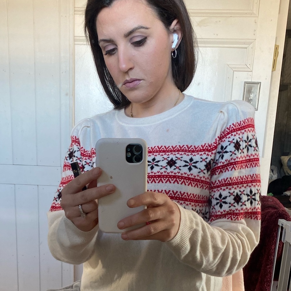 Luxury Charter Club Cashmere  | Vintage Holiday Sweater Pleated Shoulders- Large